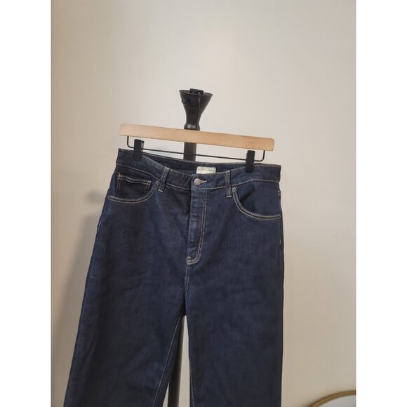 Oliver Logan Crosby Relaxed Taper Jeans Womens 33 Raw Hem Cropped Denim Blue - Picture 2 of 12